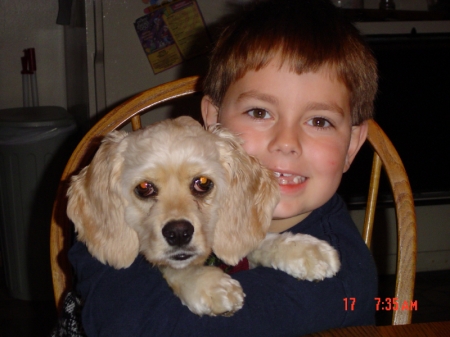 My son  Joseph and our dog , Maggie