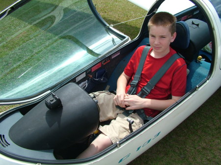 Isaac's first glider flight