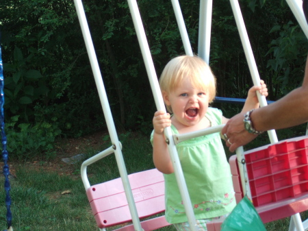 Madyson swinging on her new swing...