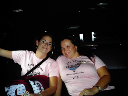 Delaney and I in the limo on the way to our ho
