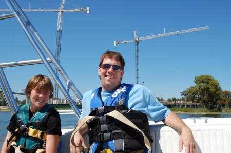 Daddy and Candice going parasailing