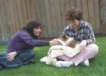 Liz's sis Susan with Liz & puppy Jack (2007)