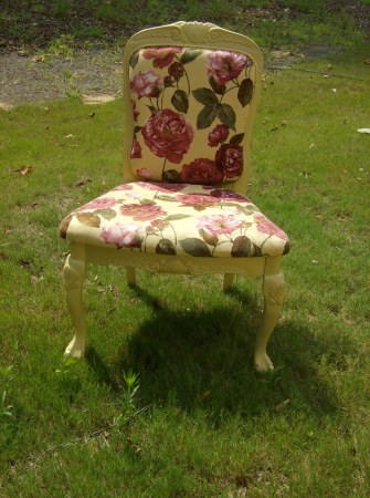 A chair I redesigned with fabric and paint