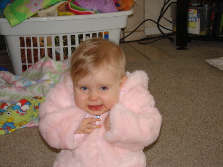 Allie in her pink fur coat