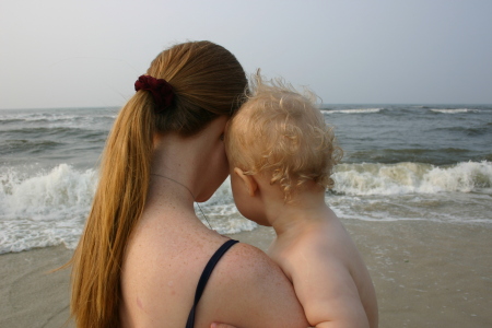 Mom and Tate at Jones Beach