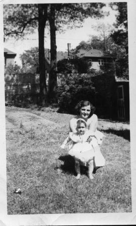 My mother and I in our backyard.