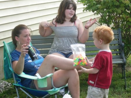 Sister Stacy, niece Amber (young), nephew Doug