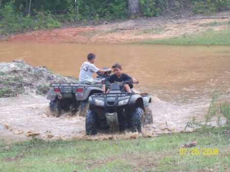 Lil'Randy and Tyler on the Four Wheelers.