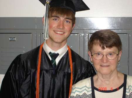 my son and my mom at graduation