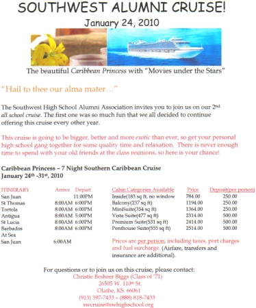 SW Alumni Cruise Flier January 2010