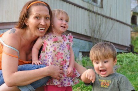 My daughter Julie with her son Landon and her niece Faith