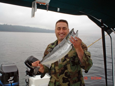 A friend with a nice silver salmon