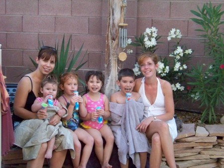 Me, my sister Jenette and our kids 6/08