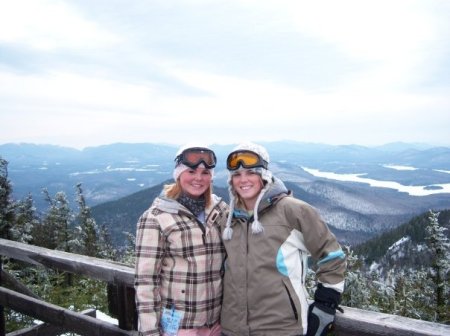 Karolann and Lauren snowboarding at Whiteface