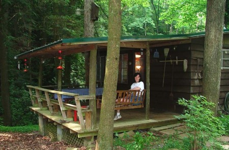 Me, relaxing at my cabin in the woods.