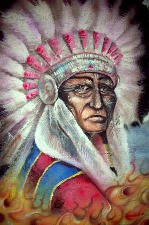 Indian chief, 5 x 3, acrylic
