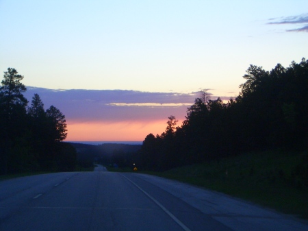 sunrise leaving Keystone, SD