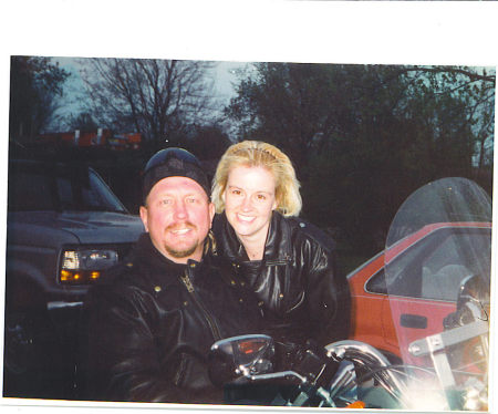 My wife and I out on my Harley (1999)