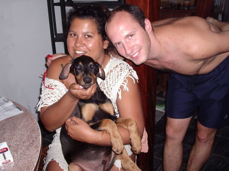Silvina, Juanqui and Cova the dog