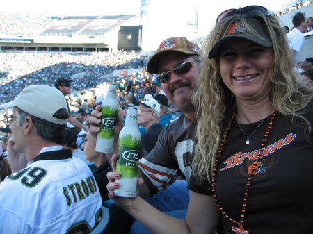 Browns fans with bottles at Jaguar Stadium