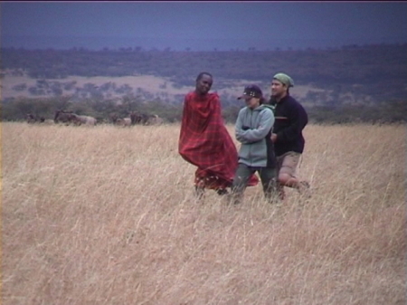 Elif and I in Kenya, Africa with Masai man