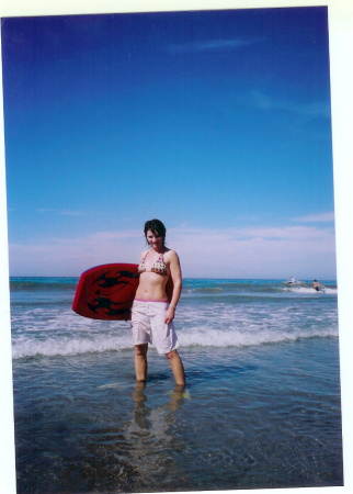 Body boarding on vacation in Mexico