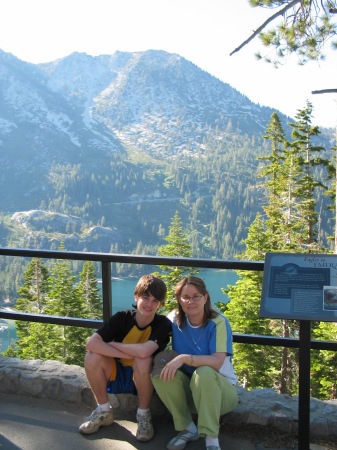 Tyler (son) and me (Kris) at Lake Tahoe