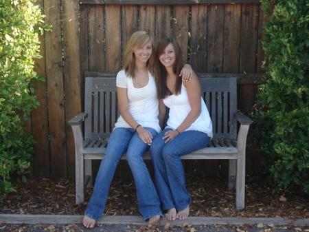 Megan and Shaylyn in our backyard