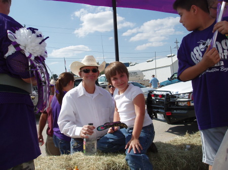 Dad & Older Daughter on Homecoming Float