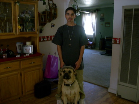 My son Daniel and our dog Goliath