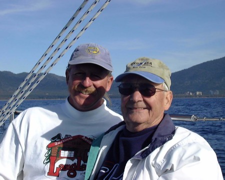 Matt and Pops sailing Lake Tahoe