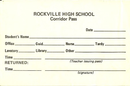 Vintage RHS Hall Pass