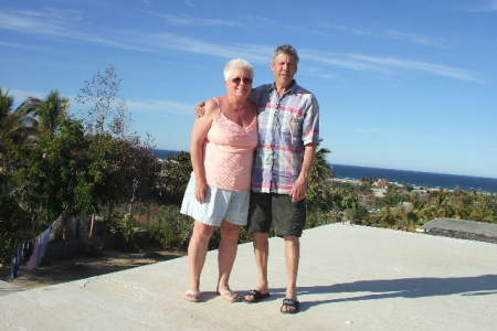 Sandy and hubby Harry on our Baja roof
