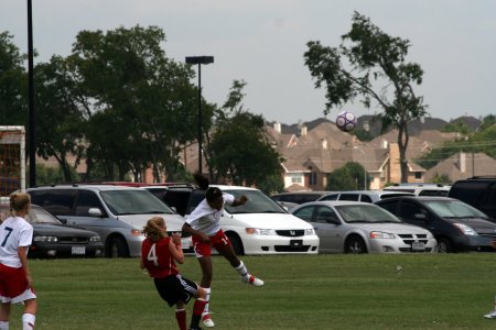 Erica heading the ball