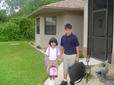 Nicco and Maia first day of school in Florida