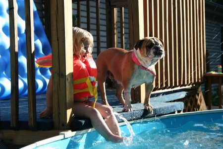 grandaughter & spoiled dog