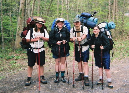 Family backpacking trip