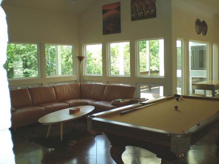 pool table toward backyard