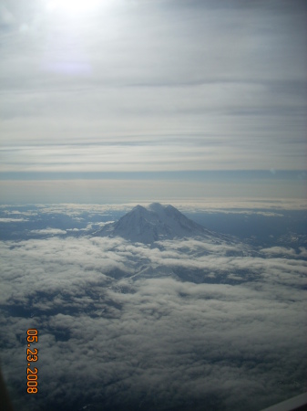 Mt Rainier from airplane