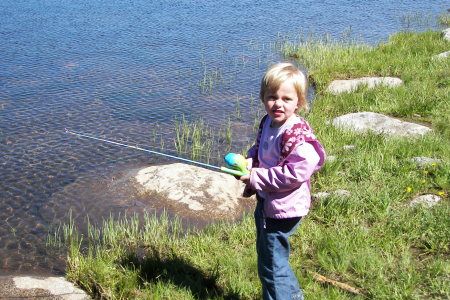 Megan fishing at Lake Adalaide