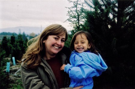 Denise & Kelly picking out a Christmas tree.