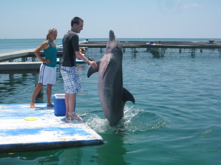 Craig with the Dolphin in Roatan Honduras