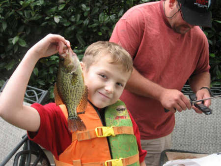 Our youngest and his catch.