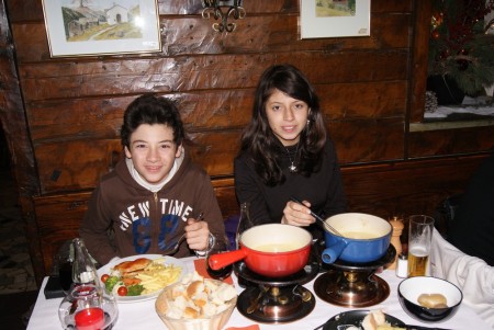 Cheese fondue for lunch - Christmas 2010