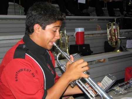 Andrew playing trumpet