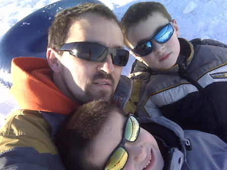 Rob and the boys sledding