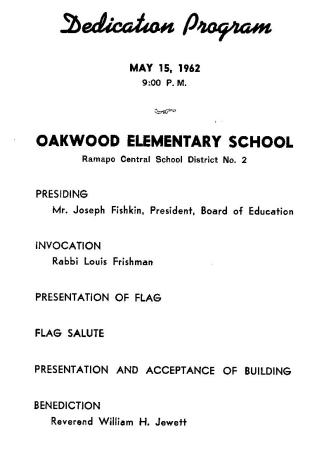 Oakwood Elementary School Dedication Program