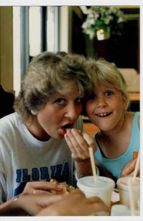 my sis and I pigging out at Mickey D's in FL
