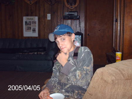 Matthew my youngest son at our Hunting Cabin