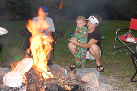 Aiden roasting his first marshmallow